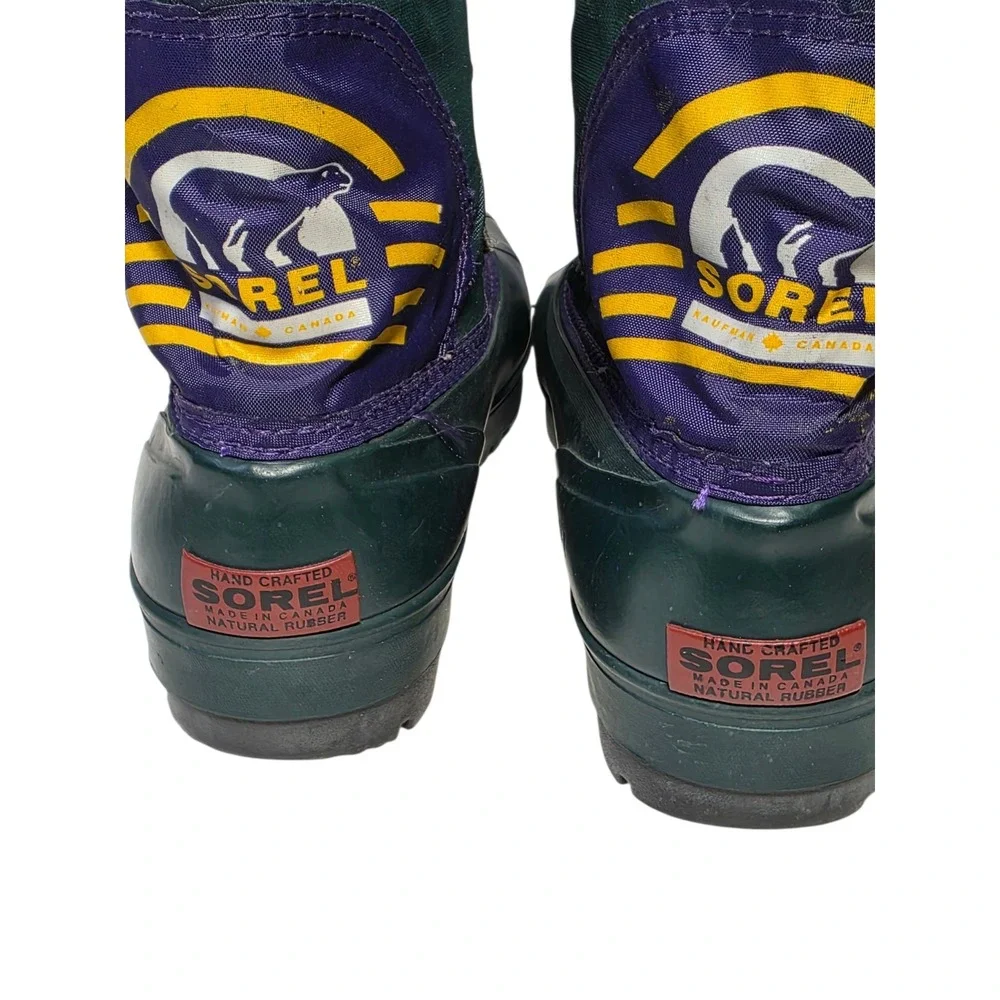 Sorel Winter Snow Boots‎ Mens 6 Green Purple Made In Canada Felt Lined
